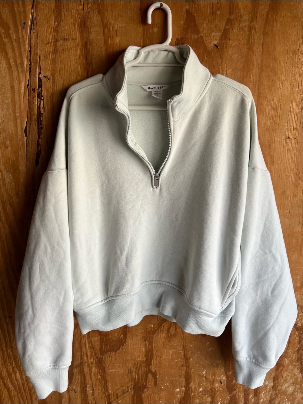 Athleta Light Green Sage Crop Half Zip Sweatshirt Size M